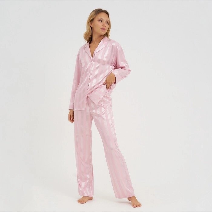 Пижама женская (рубашка, брюки) KAFTAN "Полоска", пудровый, р. 40-42 от компании Интернет-гипермаркет «MOLL» - фото 1