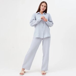 Пижама женская (рубашка и брюки) KAFTAN "Basic" размер 52-54, цвет серо-голубой