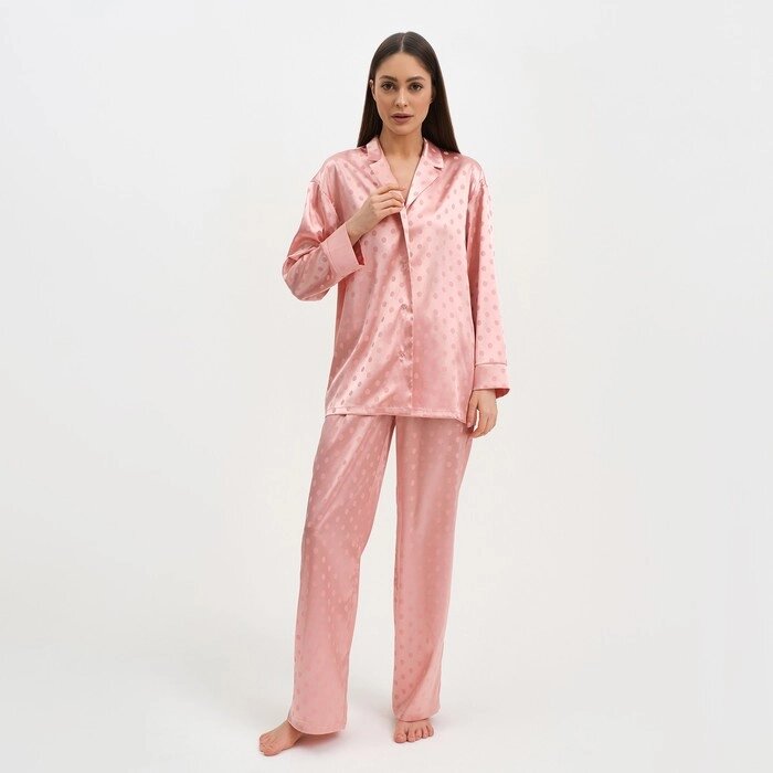 Пижама женская (рубашка и брюки) KAFTAN "Горох" цвет розовый, размер 48-50 от компании Интернет-гипермаркет «MOLL» - фото 1