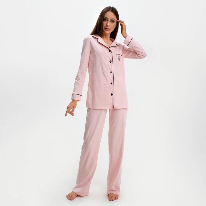 Пижама женская (рубашка и брюки) KAFTAN Shine р. 40-42, розовый от компании Интернет-гипермаркет «MOLL» - фото 1