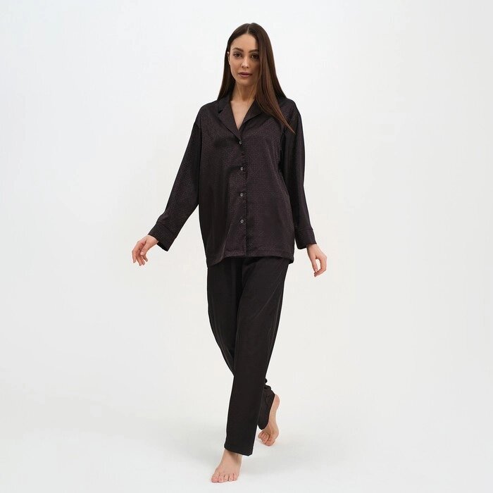Пижама женская (рубашка и брюки) KAFTAN "Треугольники" цвет цвет чёрный, размер 40-42 от компании Интернет-гипермаркет «MOLL» - фото 1