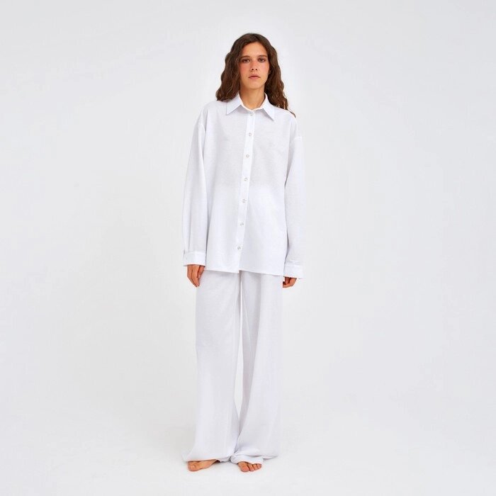 Пижама женская (сорочка, брюки) MINAKU: Home collection цвет белый, р-р 42 от компании Интернет-гипермаркет «MOLL» - фото 1