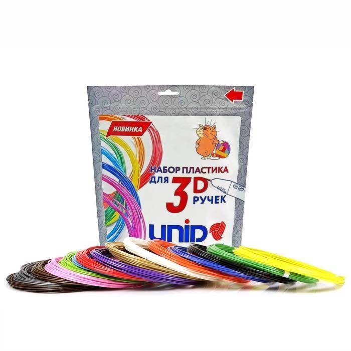 Пластик UNID ABS-15, для 3Д ручки, 15 цветов в наборе, по 10 метров от компании Интернет-гипермаркет «MOLL» - фото 1