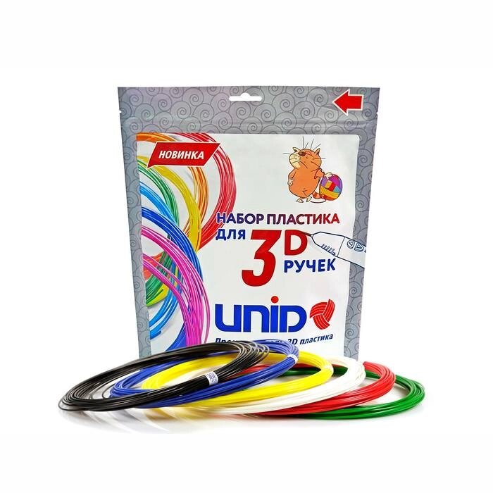 Пластик UNID ABS-6, для 3Д ручки, 6 цветов в наборе, по 10 метров от компании Интернет-гипермаркет «MOLL» - фото 1