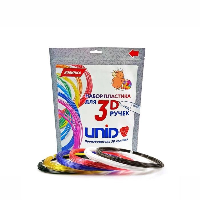 Пластик UNID PRO-6, для 3Д ручки, 6 цветов в наборе, по 10 метров от компании Интернет-гипермаркет «MOLL» - фото 1