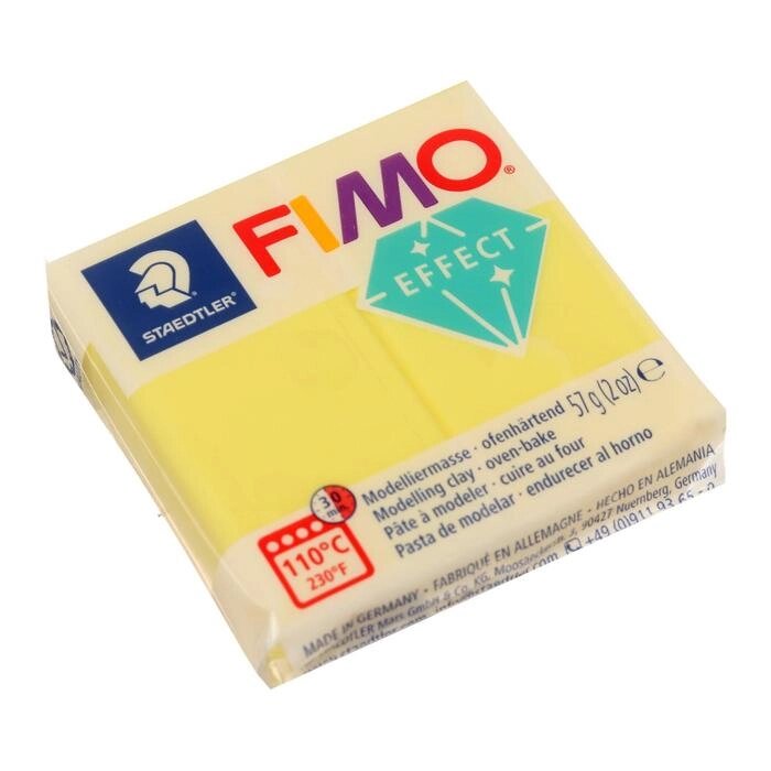 Пластика - полимерная глина FIMO effect, 57 г, полупрозрачный жёлтый от компании Интернет-гипермаркет «MOLL» - фото 1