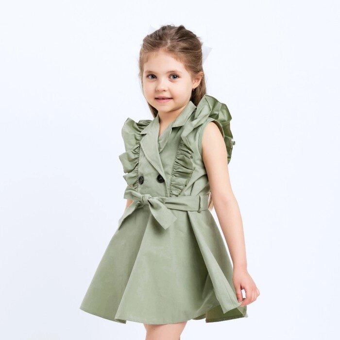 Платье детское двубортное KAFTAN, р. 34 (122-128 см), оливковый от компании Интернет-гипермаркет «MOLL» - фото 1