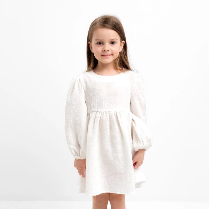 Платье детское с дл. рукавом KAFTAN "Муслин", р 26 (80-86см), белый от компании Интернет-гипермаркет «MOLL» - фото 1