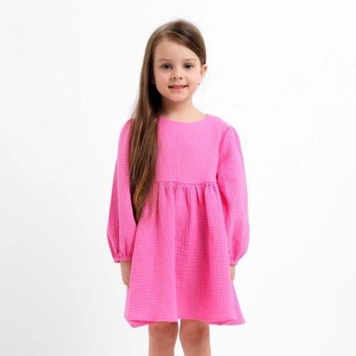 Платье детское с дл. рукавом KAFTAN "Муслин", р 26 (80-86см), розовый