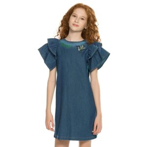 Платье для девочек, рост 128 см, цвет синий