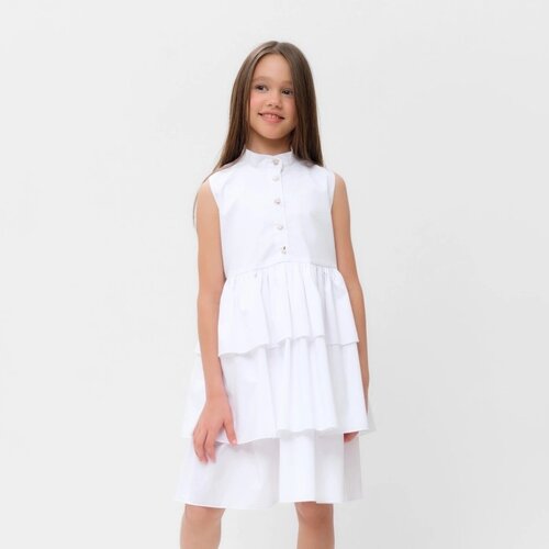 Платье для девочки MINAKU: Cotton collection цвет белый, р-р 116