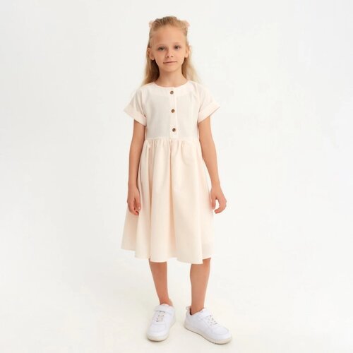 Платье для девочки MINAKU: Cotton Collection цвет бежевый, рост 98