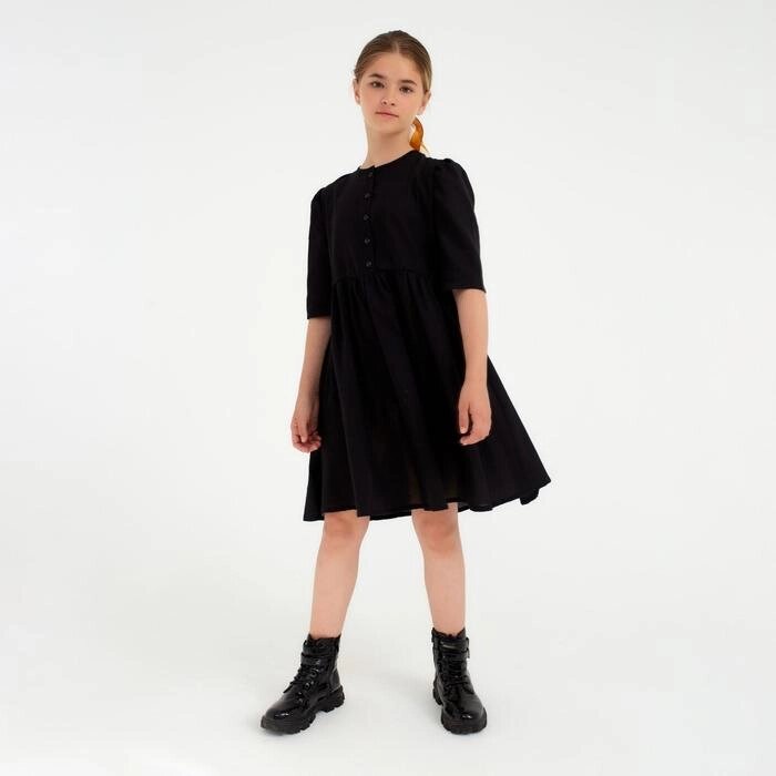 Платье для девочки MINAKU: Cotton collection, цвет чёрный, рост 134 см от компании Интернет-гипермаркет «MOLL» - фото 1