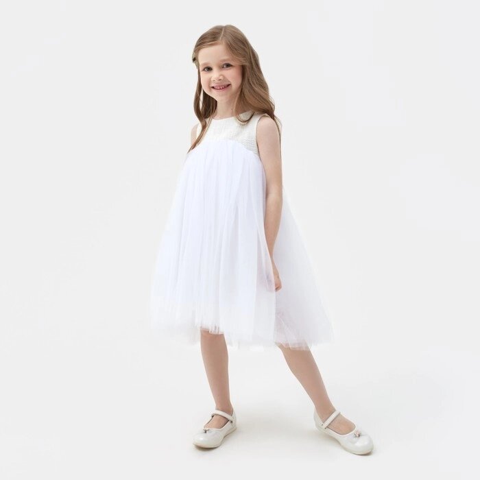 Платье для девочки MINAKU: PartyDress цвет белый, рост 104 от компании Интернет-гипермаркет «MOLL» - фото 1