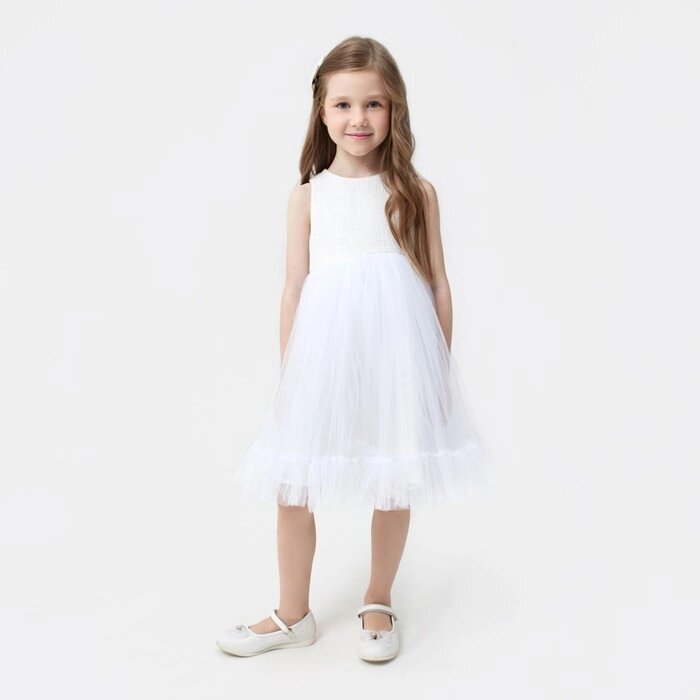 Платье для девочки MINAKU: PartyDress цвет белый, рост 110 от компании Интернет-гипермаркет «MOLL» - фото 1