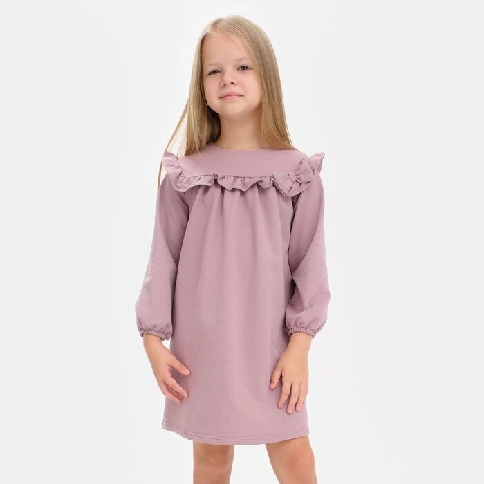 Платье для девочки с рюшей KAFTAN "Basic line", размер 30 (98-104), цвет сиреневый от компании Интернет-гипермаркет «MOLL» - фото 1