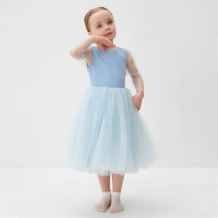 Платье нарядное детское MINAKU: PartyDress, цвет голубой, рост 110 см от компании Интернет-гипермаркет «MOLL» - фото 1