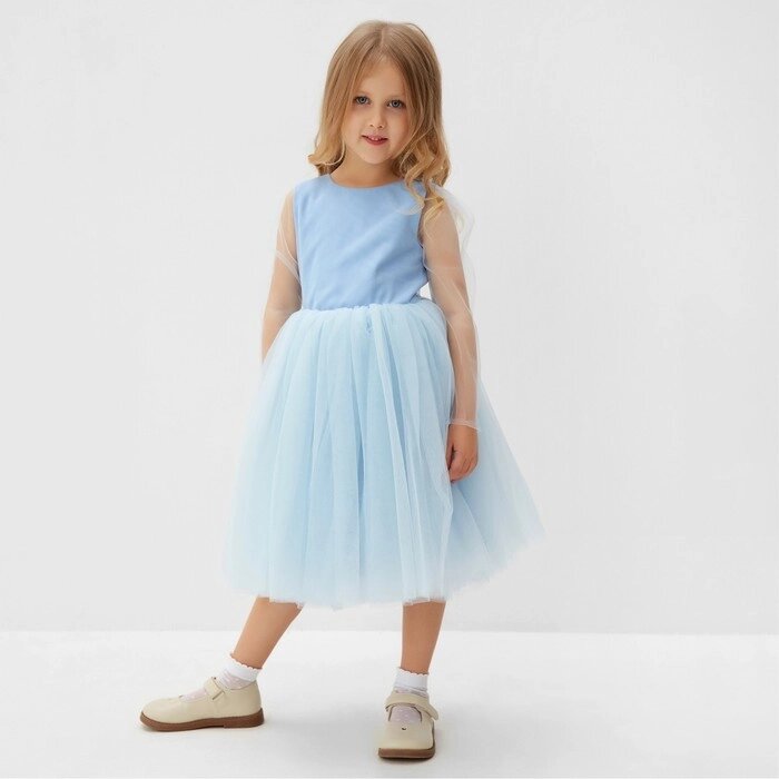 Платье нарядное детское MINAKU: PartyDress, цвет голубой, рост 122 см от компании Интернет-гипермаркет «MOLL» - фото 1
