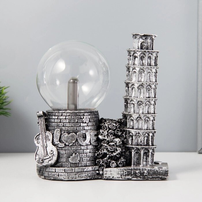 Плазменый шар "Пизанская башня" серый 14х10х16 см от компании Интернет-гипермаркет «MOLL» - фото 1