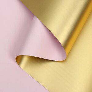 Пленка для цветов "Пленка с золотом", цвет розовый, 58 см х 5 м