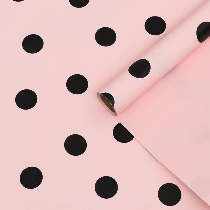 Пленка двухсторонняя "Горох крупный", 0,58*10м, розовый + черный от компании Интернет-гипермаркет «MOLL» - фото 1
