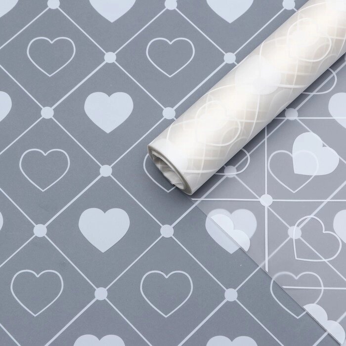 Пленка матовая "Сердца", 58см*10 м, белый от компании Интернет-гипермаркет «MOLL» - фото 1