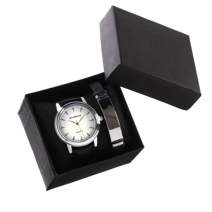 Подарочный набор 2 в 1 "Bolingdun": наручные часы, d=4.6 см, браслет от компании Интернет-гипермаркет «MOLL» - фото 1