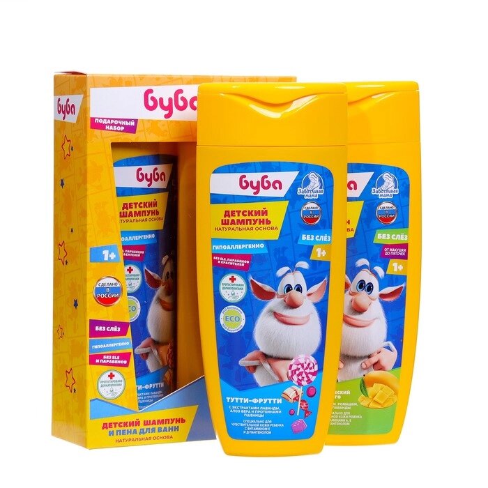 Подарочный набор детский  БУБА: шампунь, 250 мл + пенная для ванн, 250 мл от компании Интернет-гипермаркет «MOLL» - фото 1