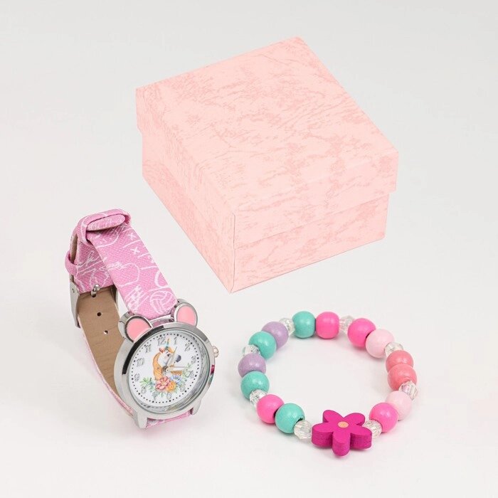 Подарочный набор "Единорожка" 2 в 1: наручные часы, браслет от компании Интернет-гипермаркет «MOLL» - фото 1
