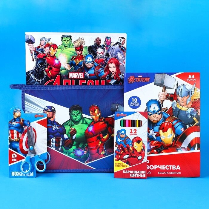 Подарочный набор "Мстители" в папке 5 предметов от компании Интернет-гипермаркет «MOLL» - фото 1