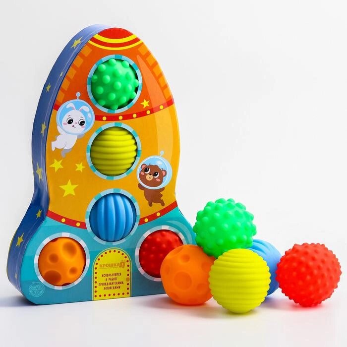 Подарочный набор развивающих, массажных мячиков "Ракета" 5 шт. от компании Интернет-гипермаркет «MOLL» - фото 1