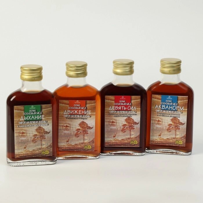 Подарочный набор сиропов Сосновый мёд, 4 шт. по 100 мл от компании Интернет-гипермаркет «MOLL» - фото 1