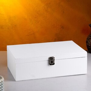 Подарочный ящик 3421.510.5 см деревянный 3 отдела, с закрывающейся крышкой, белая кисть