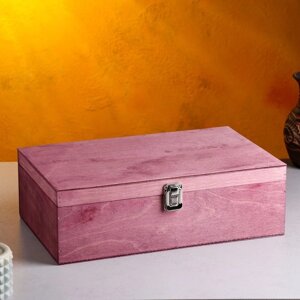 Подарочный ящик 3421.510.5 см деревянный 3 отдела, с закрывающейся крышкой фиолетовый