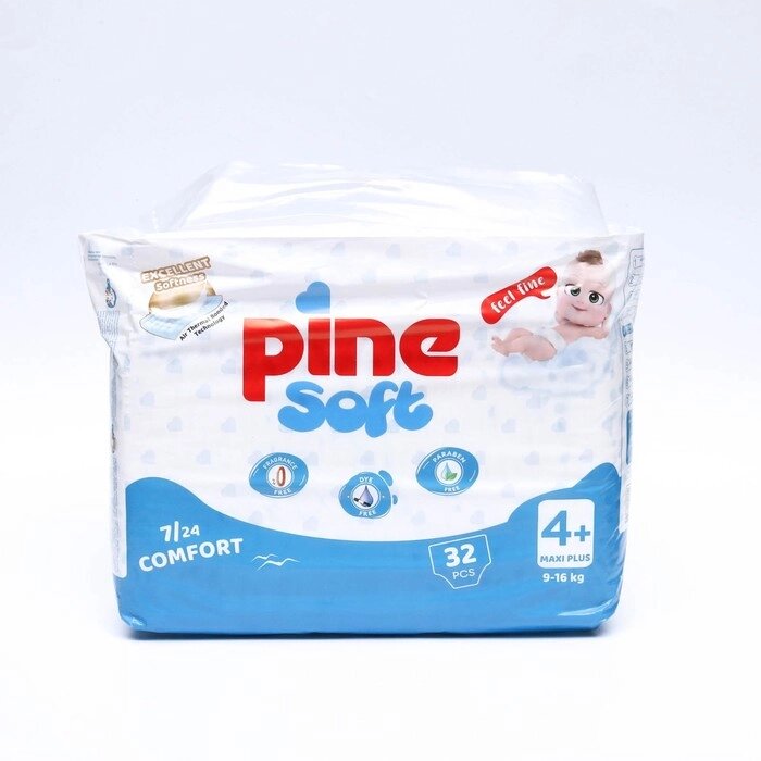 Подгузники детские Pine Soft 4+ Maxi Plus (9-16 kg), 32 шт от компании Интернет-гипермаркет «MOLL» - фото 1