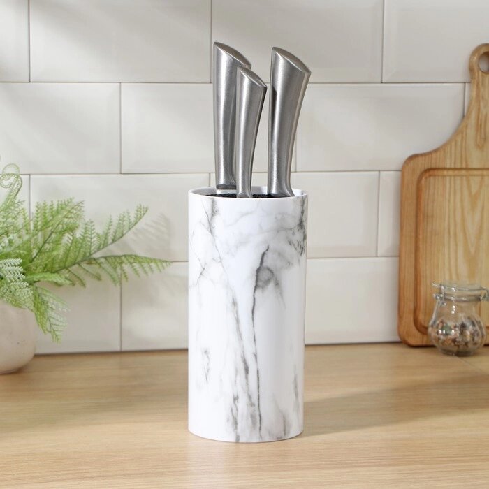Подставка для ножей "Мрамор", 2211 см, цвет белый от компании Интернет-гипермаркет «MOLL» - фото 1