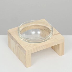 Подставка одинарная с миской из прозрачного стекла 16 х 14,5 х 6,5 см 250 мл