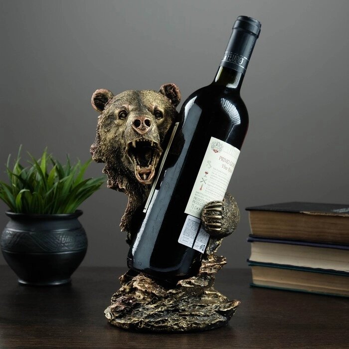 Подставка под бутылку "Медведь" бронза 15х16х25см от компании Интернет-гипермаркет «MOLL» - фото 1