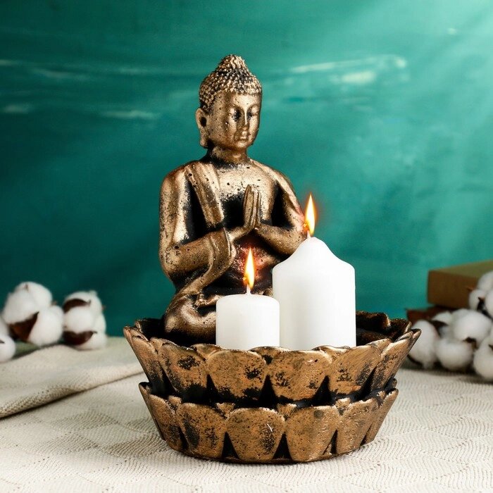 Подсвечник "Будда медитирующий" бронза, 24см от компании Интернет-гипермаркет «MOLL» - фото 1