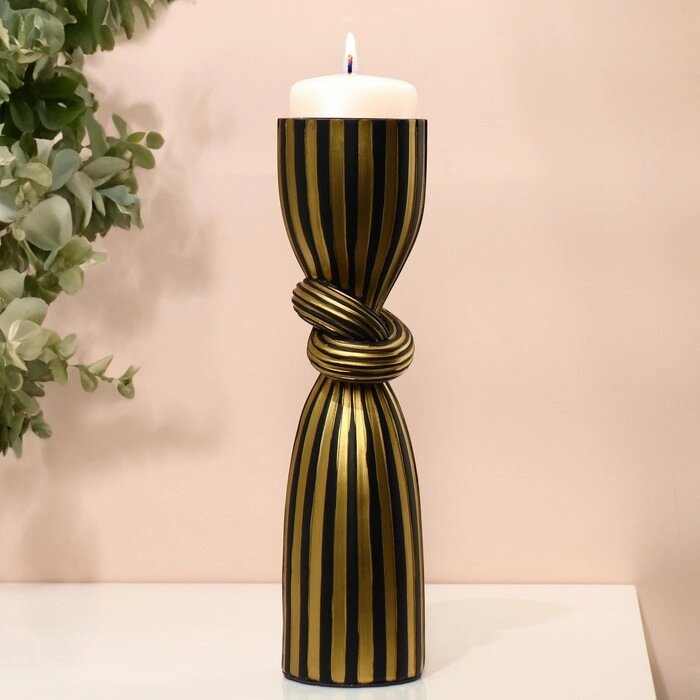 Подсвечник для одной свечи "Узел", цвет черно-золотой 29,5 х 7,5 х 7,5 см от компании Интернет-гипермаркет «MOLL» - фото 1