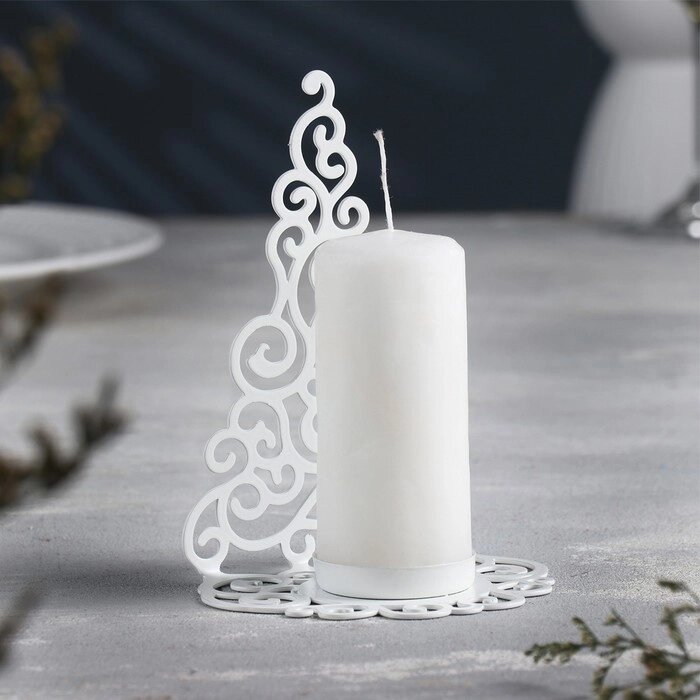 Подсвечник "Елка гламурная" металл на одну свечу, 9,9х13,4 см, белый от компании Интернет-гипермаркет «MOLL» - фото 1