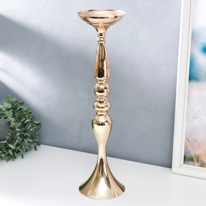 Подсвечник металл на 1 свечу "Изящный" золотой 50х13х13 см от компании Интернет-гипермаркет «MOLL» - фото 1