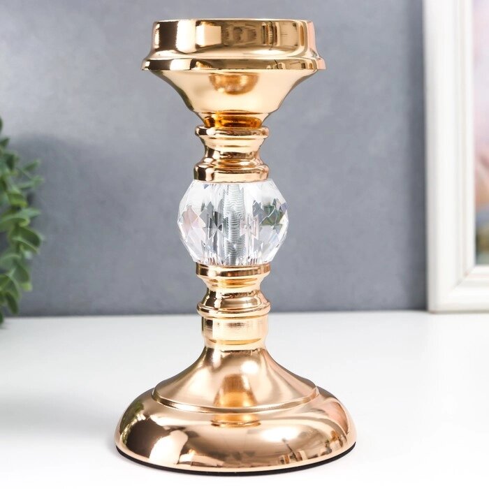 Подсвечник металл на 1 свечу "Классика - прозрачный шар" золото 19х11х11 см от компании Интернет-гипермаркет «MOLL» - фото 1