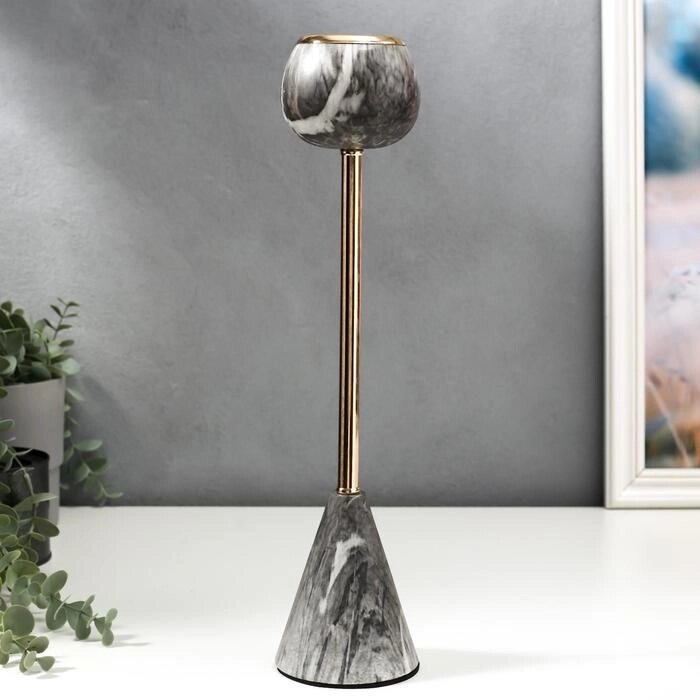 Подсвечник металл на 1 свечу "Серый мрамор" 35х8х8 см от компании Интернет-гипермаркет «MOLL» - фото 1