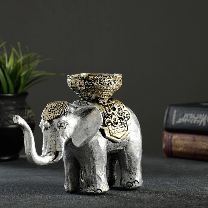 Подсвечник "Слон" серебро 13х19см от компании Интернет-гипермаркет «MOLL» - фото 1