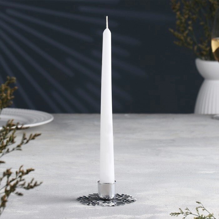 Подсвечник "Снежинка" металл на одну свечу, 8,5х2,7 см, хром от компании Интернет-гипермаркет «MOLL» - фото 1