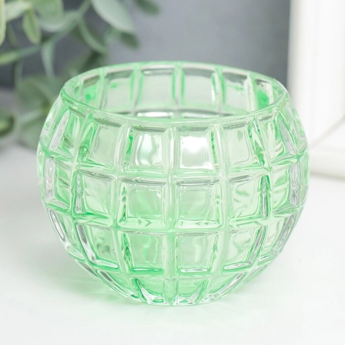 Подсвечник стекло "Бочонок" d-4,5 см зелёный 7,5х7,5х6 см от компании Интернет-гипермаркет «MOLL» - фото 1