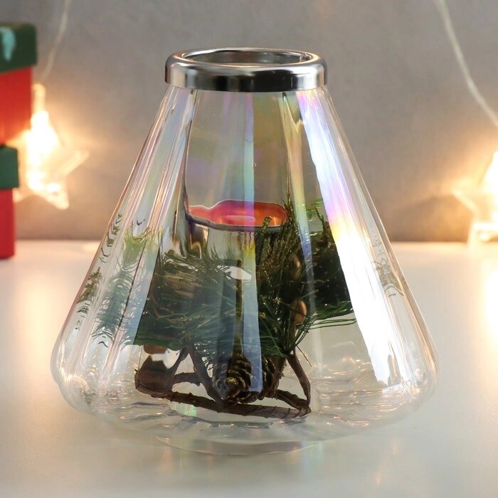 Подсвечник стекло, металл на 1 свечу "Капелька"МИКС  d-4 см 14х14 см от компании Интернет-гипермаркет «MOLL» - фото 1