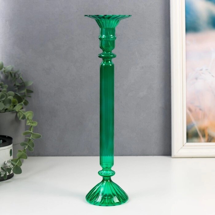 Подсвечник стекло на 1 свечу "Аверон" прозрачный зелёный 30х7,5х7,5 см от компании Интернет-гипермаркет «MOLL» - фото 1