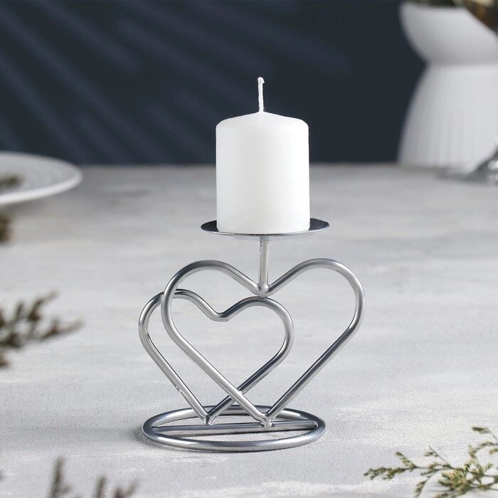 Подсвечник "Валентин 3" металл на одну свечу, 10х10,7 см, хром от компании Интернет-гипермаркет «MOLL» - фото 1